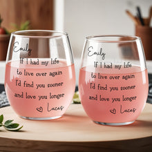 Load image into Gallery viewer, Personalized Stemless Wine Glass Custom Name Gift for Couples