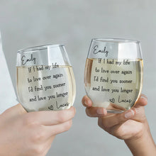 Load image into Gallery viewer, Personalized Stemless Wine Glass Custom Name Gift for Couples