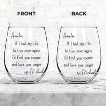 Load image into Gallery viewer, Personalized Stemless Wine Glass Custom Name Gift for Couples