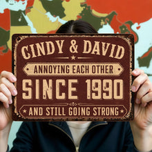 Load image into Gallery viewer, Personalized Metal Sign for Couples Custom Name Anniversary Decor