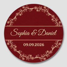 Load image into Gallery viewer, Personalized Floral Wreath Ceramic Coaster Custom Name & Date Gift