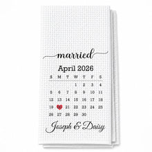 Load image into Gallery viewer, Personalized Kitchen Towel Custom Heart Date Design Gift for Couples