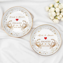 Load image into Gallery viewer, Personalized Ceramic Jewelry Dish with Heart Beach Crabs for Couples