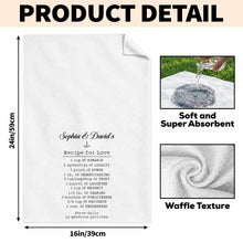 Load image into Gallery viewer, Personalized Recipe for Love Kitchen Towel Custom Gift for Couples
