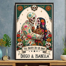 Load image into Gallery viewer, Personalized Skeleton Couple Sugar Skull Vertical Poster Gift