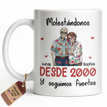 Load image into Gallery viewer, Personalized Sugar Skull Couple Coffee Mug Custom Name Gift