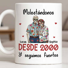 Load image into Gallery viewer, Personalized Sugar Skull Couple Coffee Mug Custom Name Gift