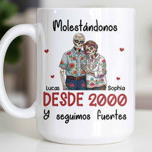 Load image into Gallery viewer, Personalized Sugar Skull Couple Coffee Mug Custom Name Gift