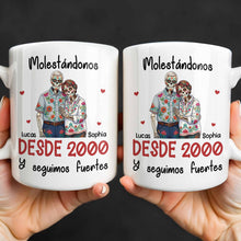 Load image into Gallery viewer, Personalized Sugar Skull Couple Coffee Mug Custom Name Gift
