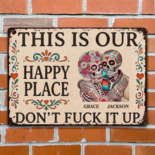 Load image into Gallery viewer, Personalized Sugar Skull Metal Sign Custom Couple Gift