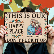 Load image into Gallery viewer, Personalized Sugar Skull Metal Sign Custom Couple Gift