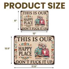Load image into Gallery viewer, Personalized Sugar Skull Metal Sign Custom Couple Gift