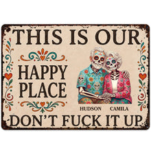 Load image into Gallery viewer, Personalized Sugar Skull Metal Sign Custom Couple Gift