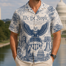 Load image into Gallery viewer, Personalized Patriotic Hawaiian Shirt Custom Design Gift for Dad