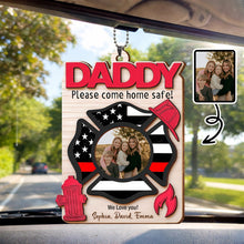 Load image into Gallery viewer, Personalized Firefighter Wood Ornament Custom Photo Gift for Dad