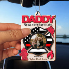 Load image into Gallery viewer, Personalized Firefighter Wood Ornament Custom Photo Gift for Dad