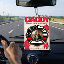 Load image into Gallery viewer, Personalized Firefighter Wood Ornament Custom Photo Gift for Dad