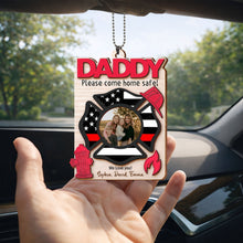 Load image into Gallery viewer, Personalized Firefighter Wood Ornament Custom Photo Gift for Dad