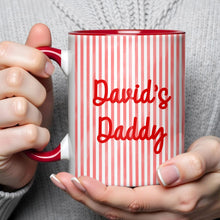 Load image into Gallery viewer, Personalized Pink Stripes Accent Mug Custom Name for Dad