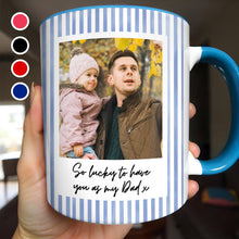 Load image into Gallery viewer, Personalized Pink Stripes Accent Mug Custom Name for Dad