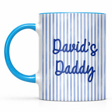 Load image into Gallery viewer, Personalized Pink Stripes Accent Mug Custom Name for Dad