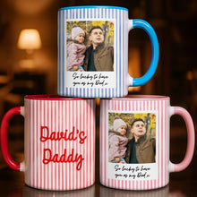 Load image into Gallery viewer, Personalized Pink Stripes Accent Mug Custom Name for Dad