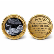 Load image into Gallery viewer, Personalized Baby Bump Ultrasound Photo Coin Custom Keepsake Gift for Dad