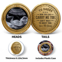 Load image into Gallery viewer, Personalized Baby Bump Ultrasound Photo Coin Custom Keepsake Gift for Dad