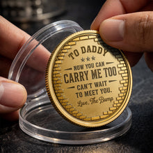 Load image into Gallery viewer, Personalized Baby Bump Ultrasound Photo Coin Custom Keepsake Gift for Dad