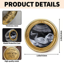 Load image into Gallery viewer, Personalized Baby Bump Ultrasound Photo Coin Custom Keepsake Gift for Dad