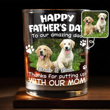 Load image into Gallery viewer, Personalized Whiskey Glass Custom Dog Photo Gift for Dad