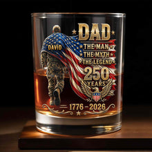 Load image into Gallery viewer, Personalized Custom Whiskey Glass American Flag Gift for Dad