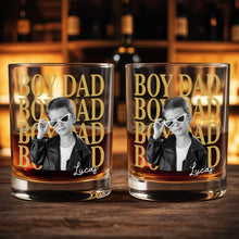 Load image into Gallery viewer, Personalized Custom Whiskey Glass with Photo & Heart Sunglasses Gift for Dad