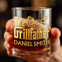 Load image into Gallery viewer, Personalized Custom Whiskey Glass Gift for Dad with Flames Design
