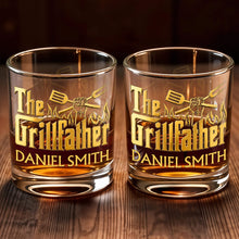 Load image into Gallery viewer, Personalized Custom Whiskey Glass Gift for Dad with Flames Design