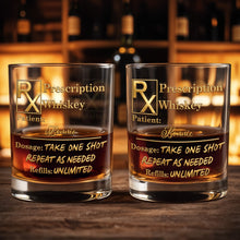 Load image into Gallery viewer, Personalized Custom Whiskey Glass Gift for Dad with RX Symbol