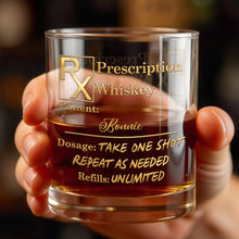 Load image into Gallery viewer, Personalized Custom Whiskey Glass Gift for Dad with RX Symbol
