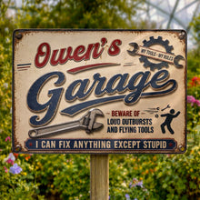 Load image into Gallery viewer, Personalized Garage Metal Sign Custom Name Gift for Dad