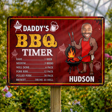 Load image into Gallery viewer, Custom BBQ Timer Metal Sign with Photo for Dad Gift