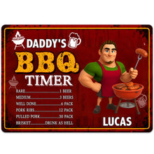 Load image into Gallery viewer, Personalized BBQ Timer Metal Sign Custom Name Gift for Dad