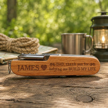 Load image into Gallery viewer, Personalized Wooden Multi Tool Custom Name Gift for Dad
