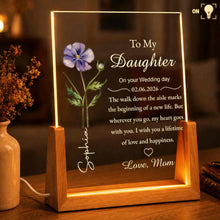 Load image into Gallery viewer, Personalized Acrylic Night Light with Wooden Base Gift for Daughter Wedding