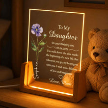 Load image into Gallery viewer, Personalized Acrylic Night Light with Wooden Base Gift for Daughter Wedding