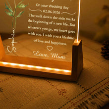 Load image into Gallery viewer, Personalized Acrylic Night Light with Wooden Base Gift for Daughter Wedding