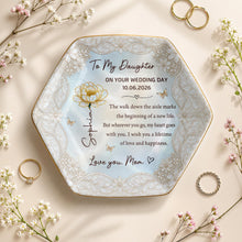 Load image into Gallery viewer, Personalized Ceramic Jewelry Dish Custom Flower Gift for Daughter