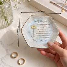 Load image into Gallery viewer, Personalized Ceramic Jewelry Dish Custom Flower Gift for Daughter