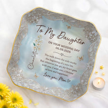Load image into Gallery viewer, Personalized Lace Jewelry Dish Flower Butterfly Wedding Gift for Daughter