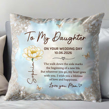 Load image into Gallery viewer, Personalized Wedding Day Pillow Gift for Daughter Birth Month Flowers