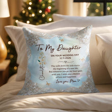Load image into Gallery viewer, Personalized Wedding Day Pillow Gift for Daughter Birth Month Flowers