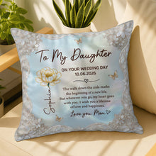 Load image into Gallery viewer, Personalized Wedding Day Pillow Gift for Daughter Birth Month Flowers